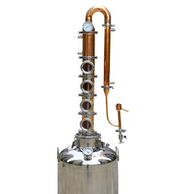 China food & 2021 Hot Product Beverage Factory 100L Liquor Distillation Column Liquor Home Copper Distillery for sale