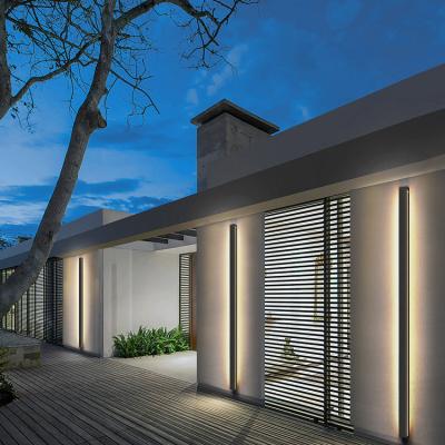 China Modern Outdoor Long Strip Garden Street Garden Yard Wall Porch Outdoor Led Wall Lights Black Porch Light for sale