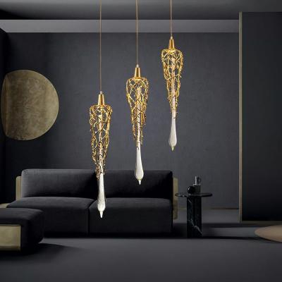 China Contemporary American light luxury brass glazed pendant lamp chandelier for villa hotel restaurant bedside lamps for sale