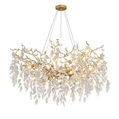 China Modern French Light Luxury Villa Style Living Room Dining Room K9 Crystal Copper Chandelier for sale