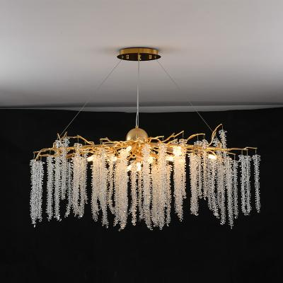 China Modern Light Luxury Crystal Restaurant Hall Chandelier Villa Living Room Branch Handmade Art Lamp for sale