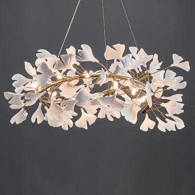 China Modern Luxury Modern Living Room Dining Hotel Custom Ceramic Leaf Chandelier Pendant Lights for sale