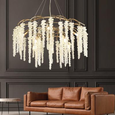 China Contemporary Hot Selling Crystal Branch Chandelier Tassel Pendant Lamp Home Decoration Crystal Lamps for sale