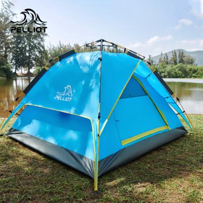 China Hot Selling Outdoor Waterproof 3-4 Person Straight Tying Type To Rise Beach Tent Family Large Camping Tent for sale