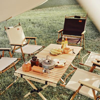 China KingGear Modern Outdoor Luxury Picnic BBQ Portable Folding Wooden Table Camping Table for sale