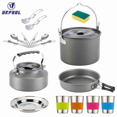 China Portable outdoor gear enamel cookware / copper cookware India set aluminum for 3-4 people for sale