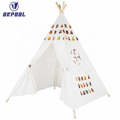 China Easy Foldable Kids Play Tent Cotton Canvas Foldable Kids Play Tent Indoor Kids Teepee Tent Kids Sturdy Indian Playhouse Canopy for sale