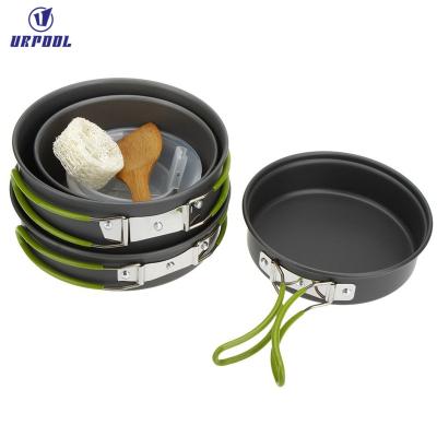 China Aluminum Alloy Hottest Outdoor Tableware 2-3 Person Multifunctional Pinique Set Cookware Portable Camping Set High Quality for sale