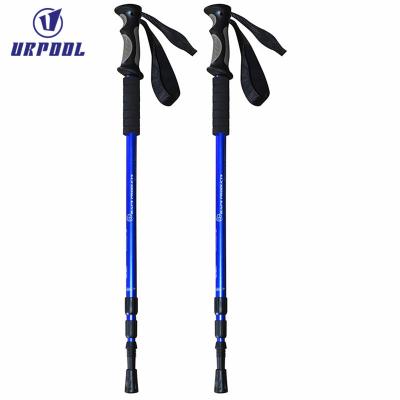 China New Mountain Rubber Outdoor Adjustable Aluminum Rise Sticks Shockproof System Trekking Poles for sale