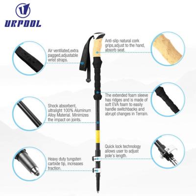 China EVA 3 section mounting aluminum trekking pole with speed lock for sale