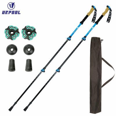 China EVA+ Cork Folding Pole Folding Trekking Pole Aluminum Adjustable Hiking Pole for sale