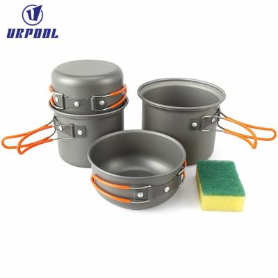 China Lightweight Outdoor Rising Camping Cookware Set (4Pcs) / Backpacking Cooking Pot Pan / Outdoor BBQ Camping Bowl for sale