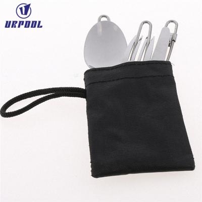 China Stored Outdoor Portable Reusable Folding Stainless Steel Knife Fork Spoon Chopsticks Travel Cutlery Set For Camping Silverware for sale