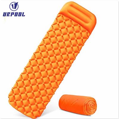 China Folded Camping Outdoor Lightweight Mattress Inflatable Sleep Pad Mat With Pillow Cushion 550g Portable Camping Only for sale