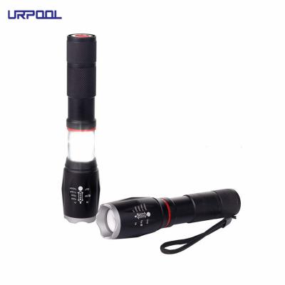 China Adjustable Emergency T6 Led Flashlight Torch Focus Zoom Light 2 In 1 LED COB Tactical Light For Outdoor Camping for sale