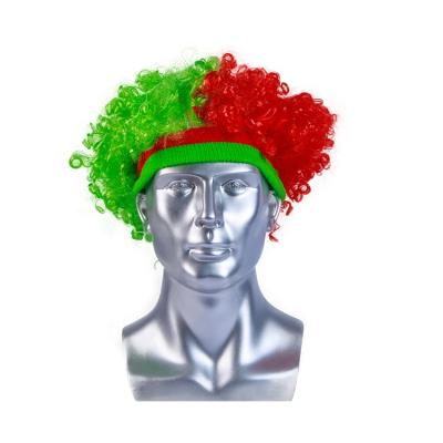 China afro wave soccer party celebrate national day for maffick product flag afro wig world cup fans party wig for sale