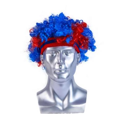 China Fancy Afro Wave Retro 80s Rock Hair Clown Cosplay Wig Cheap Colors Synthetic Football Fan Wig for sale