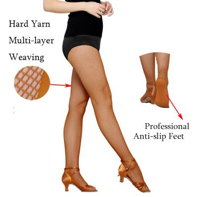 China Professional Breathable Net Tights Women Latin Pantyhose Ballroom&Latin Dance Chat Hard Elastic Latin Pantyhose Stockings for sale