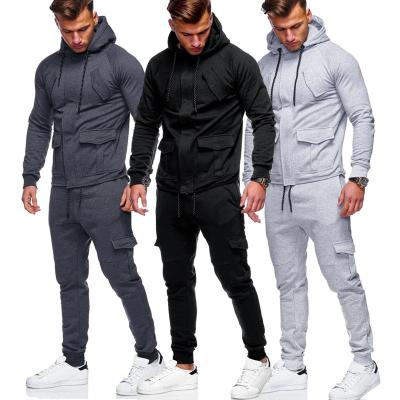 China New 2021 thermal men's goods source autumn and winter hidden the door hooded suit factory sports no zipper men's leisure direct sales for sale