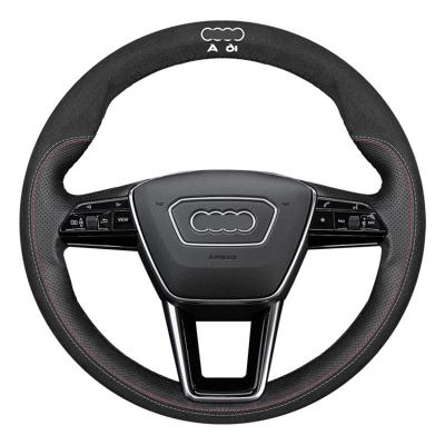 China Perfectly Fit luxury universal car interior decoration alcantara-style suede steering wheel cover for Audi A6L A4L A5 A7 Q5L Q2 Q7 funda volante coche for sale