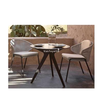 China Modern Small Bistro Table and Chairs Porch Set of 3 Rattan Bistro Chair Rattan Patio Piece for sale