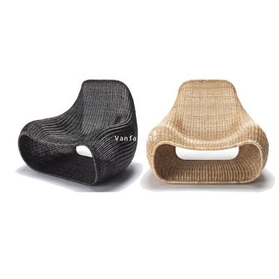 China Modern Curved All Weather Garden Furniture Rattan Wicker Patio Furniture Outside Porch Chair Circle Wicker Chair for sale