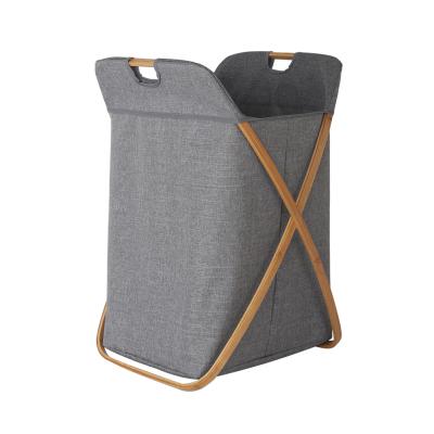 China New Style Eco-Friendly Durable Collapsible Foldable Bamboo Cloth Laundry Hamper Folding Plastic Laundry Basket and Bags for sale