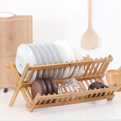 China Modern Foldable Dish Drying Rack Dish Drainer Bamboo Bamboo Dish Rack for sale