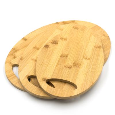 China Sustainable Organic Bamboo Wooden Chopper Custom 3-Piece Kitchen Set Oval Shaped Bamboo Cutting Board for sale