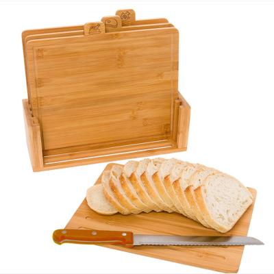 China Sustainable Bamboo Cutting Board Use For Kitchen Bamboo Chopping Plates Chopper Set for sale