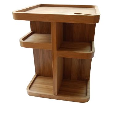 China Environmental Friendly Popular Kitchen Display Spice Rotating Wooden Bamboo Cosmetic Rack High Quality for sale