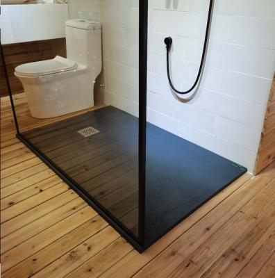 China Modern Customize Rectangular Shape Stone Resin Black / White Shower Tray for sale