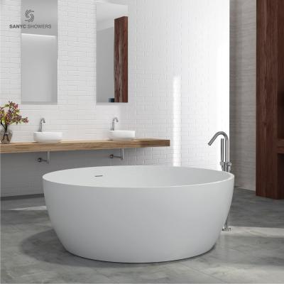 China Acrylic Resin Freestanding Oval Bathtub Solid Outdoor Standard Hotel Bathroom Artificial Stone Bathtub for sale