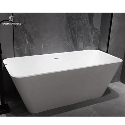 China Acrylic Freestanding White Solid Outdoor Bathroom Stone Resin Bathtub Freestanding Bathtubs for sale