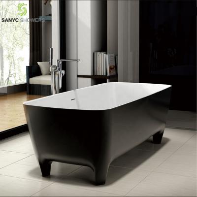 China Resin Free Black Stone Bathtub Solid Outdoor Freestanding Bathtubs for sale