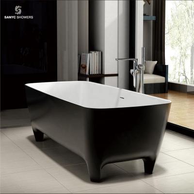 China Resin Stone Bathtubs Freestanding Marble Cast Freestanding Black Artificial Stone Bathtub With Leg for sale