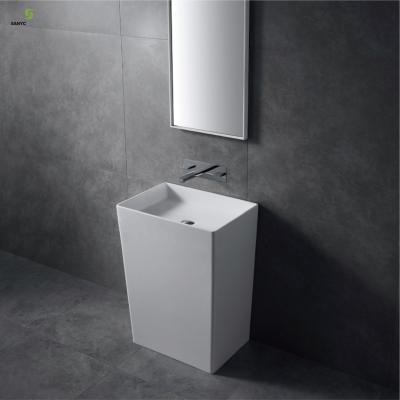 China Easy Clean Bathroom Wc Stand Basin Pedestal Artificial Stone Lavatory Basin for sale