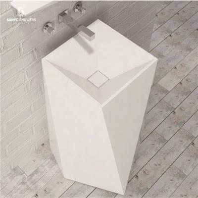 China Easy Clean Acrylic Wash Basin Wholesale Price Cabinet Bathroom Pedestal Wash Basins Luxury Customize Pedestal Pedestal Wash Basin for sale