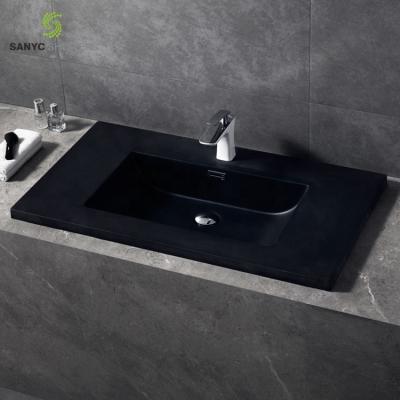 China Modern Black Table Top Bathroom Cabinet Gel Coat Solid Outdoor Modern Sink SE1585 for sale