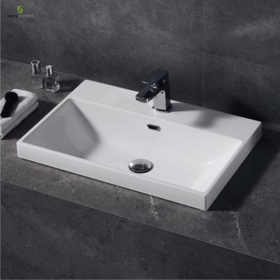 China Modern Bathroom Sink Vessel Glass Cabinet Modern Slim Marble Stone Customized Basin for sale