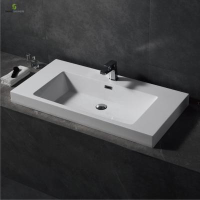 China Solid Modern Solid Outdoor Countertop Wash Basin Resin Cabinet Sink Stone Gel Coat Wash Basin Bathroom Basin for sale