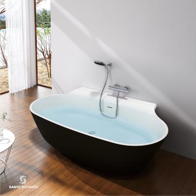 China Modern Solid Outdoor Oval Acrylic Free Standing Bathtub Acrylic Bathtub Hotel Baths With Faucet for sale