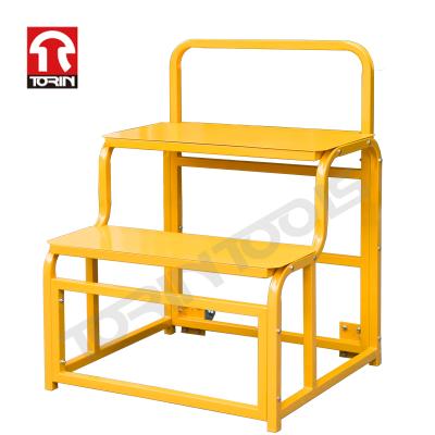 China Torin DZ97 Demountable 2 Step Steel Ladder With 2 Wheels Special Ladder For Supermarket Warehouse 25*25*1 for sale