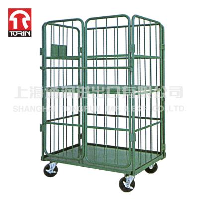 China Warehouse Torin SWK1022 Double Door Material Handling Steel Roll Container Folding Roll Cart for sale