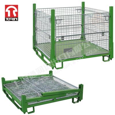 China Torin LK05 Steel Folding Parts Box Wire Mesh Pallet Container Metal Semi-open Pallet for sale