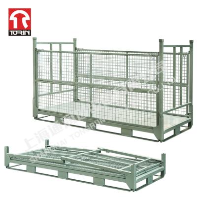 China Torin LK50 Folding Metal Storage Stacking Cage Wire Mesh Pallet Container Metal Pallet for sale