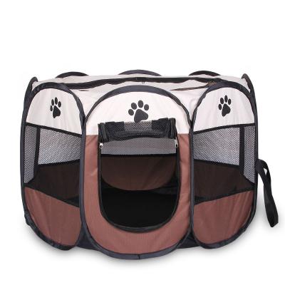 China Washable Octagonal Pet Tent Bed Kennel Viable Folding Outdoor Pet Cages Waterproof Fence For Portable Dog Playpen Crates for sale