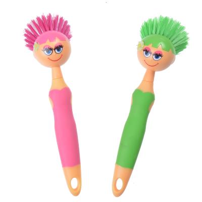 China Stocked Doll Kitchen Scrub Brush Durable Girl Doll Shaped Deep Dish Cleaning Brush is a fun addition to every kitchen for sale