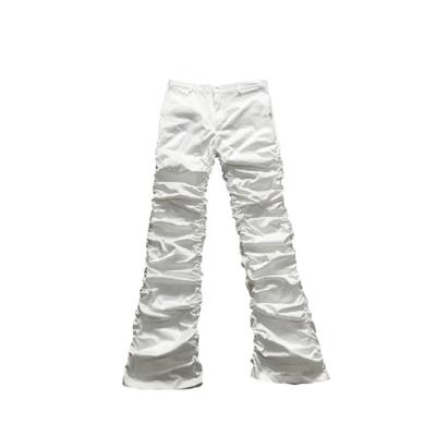 China HUNTW Men's QUICK DRY Custom Jeans Folds Stacked Micro Flared Skinny Pants Street for sale