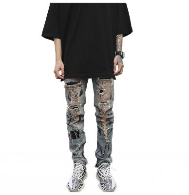 China Good Quality Breathable Mens Distressed Ripped Thin Skinny Distressed Jeans Fashion Denim Jeans Man for sale